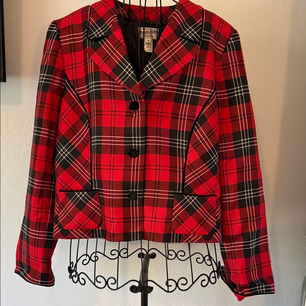 Pendleton Red and Black Plaid Women's Blazer